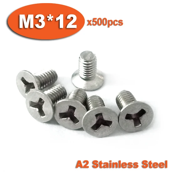 500pcs DIN965 M3 x 12 A2 Stainless Steel Y Slot Countersunk Head Tamper Proof Security Screw Screws