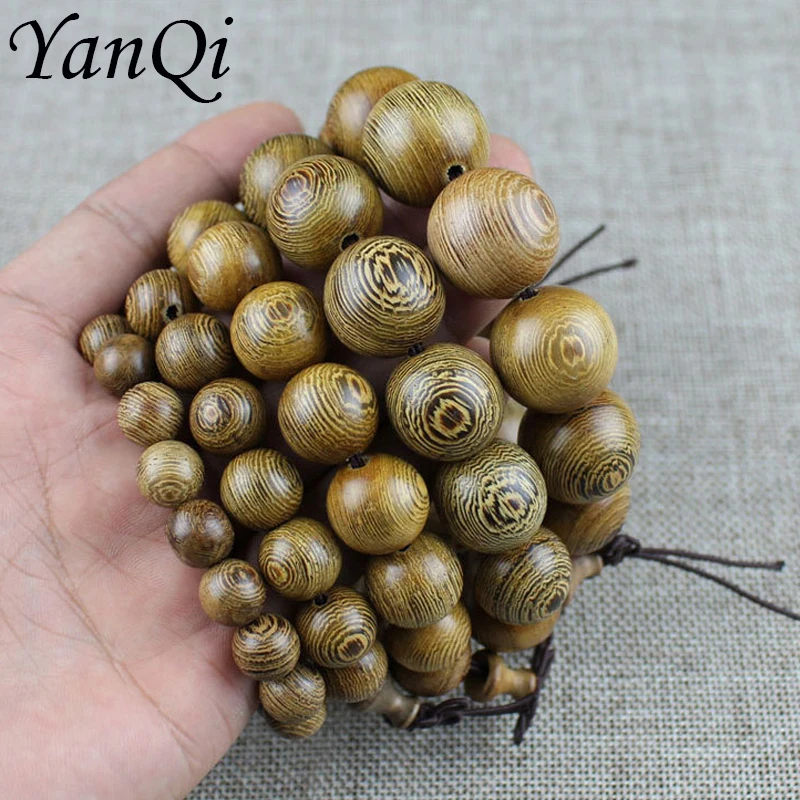 Yanqi chicken wing wood Buddhist Prayer Beads Tibetan Mala Buddha Bracelet Rosary Wooden Bangle women men jewelry pulseira