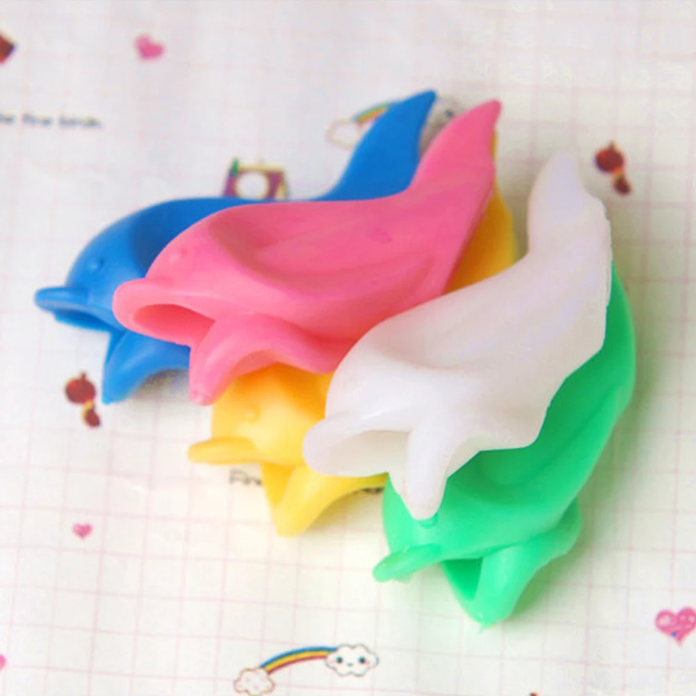 10Pcs Lembut Silicone Bahan Dolphin Pena Tahan Menulis Postur Koreksi Perangkat Anak Siswa Alat Tulis Belajar Alat Tulis