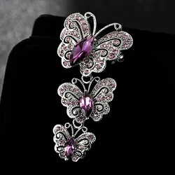 Big Brand Fashion Korean Jewelry Antique Silver Vintage Butterfly Brooches Shiny Noble Austrian Crystal Broches Femininos Bijoux