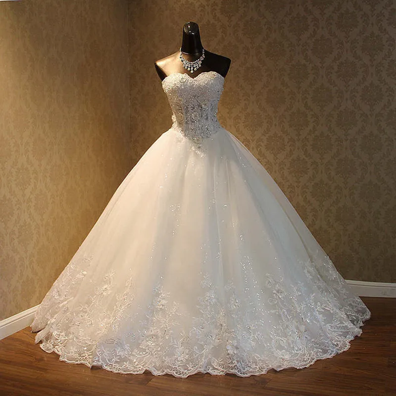 

New Pearls Beaded Ball Gown Wedding Dress 2023 Luxury Bridal Gown Vestido De Noiva