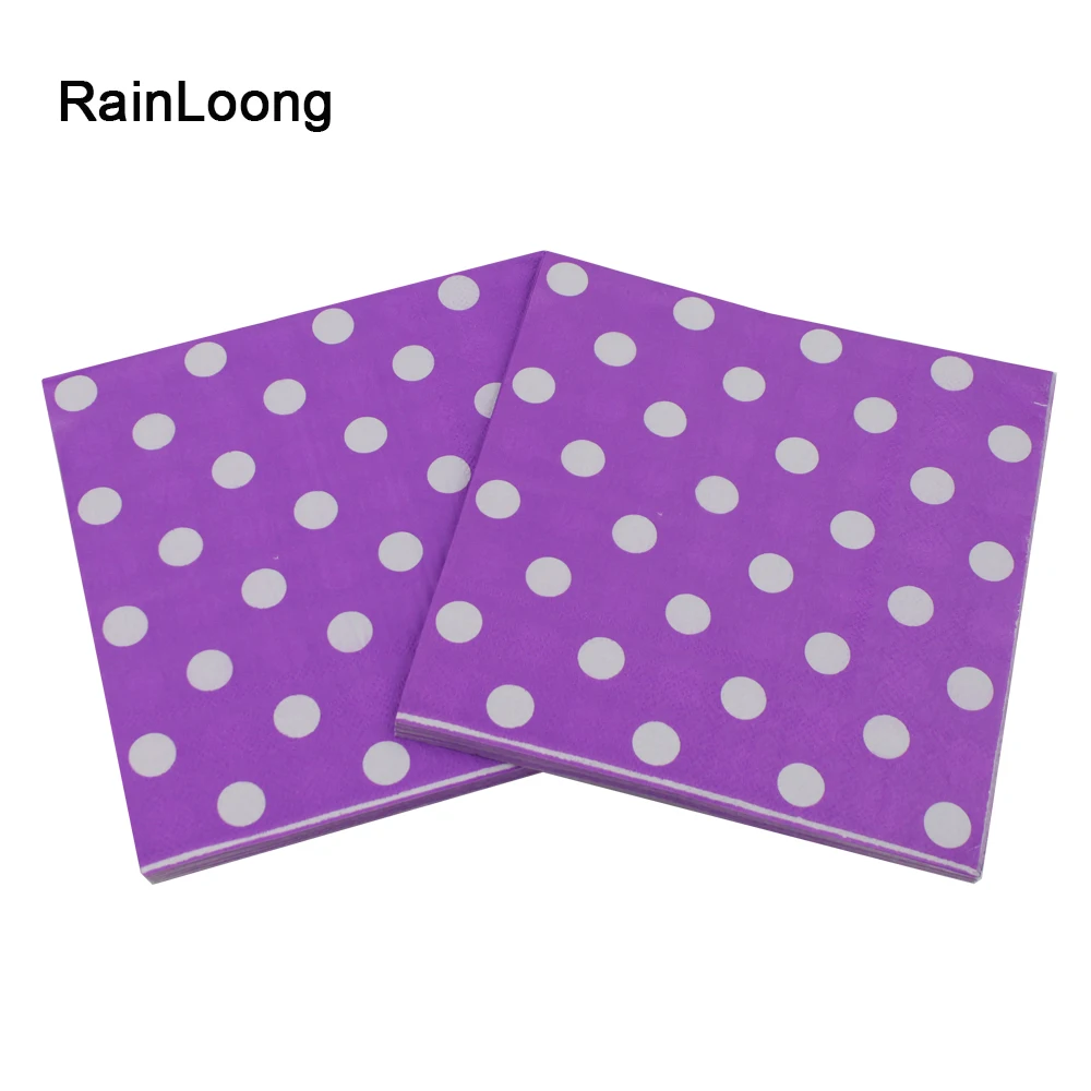 [RainLoong]  Polka Dot Paper Napkin Para Festas & Party Tissue Cartoon Supply Party Decoration Paper 33*33cm 1 pack