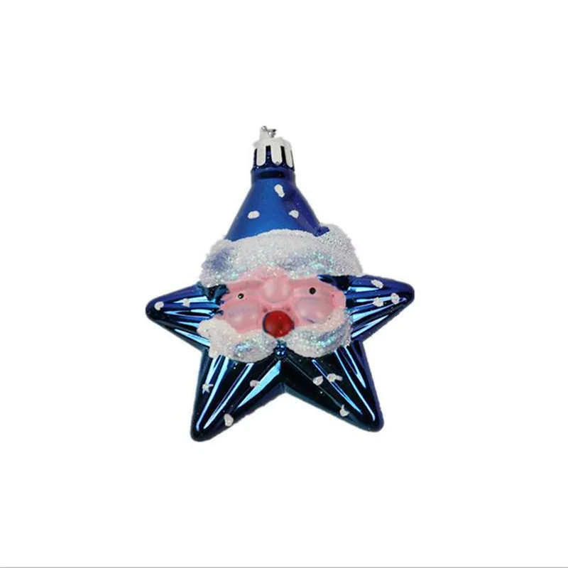 4Pcs/lots DIY Cartoon Santa Claus Five-Pointed Star Pendant Christmas Supplies Christmas Tree Garland Decoration Ornaments