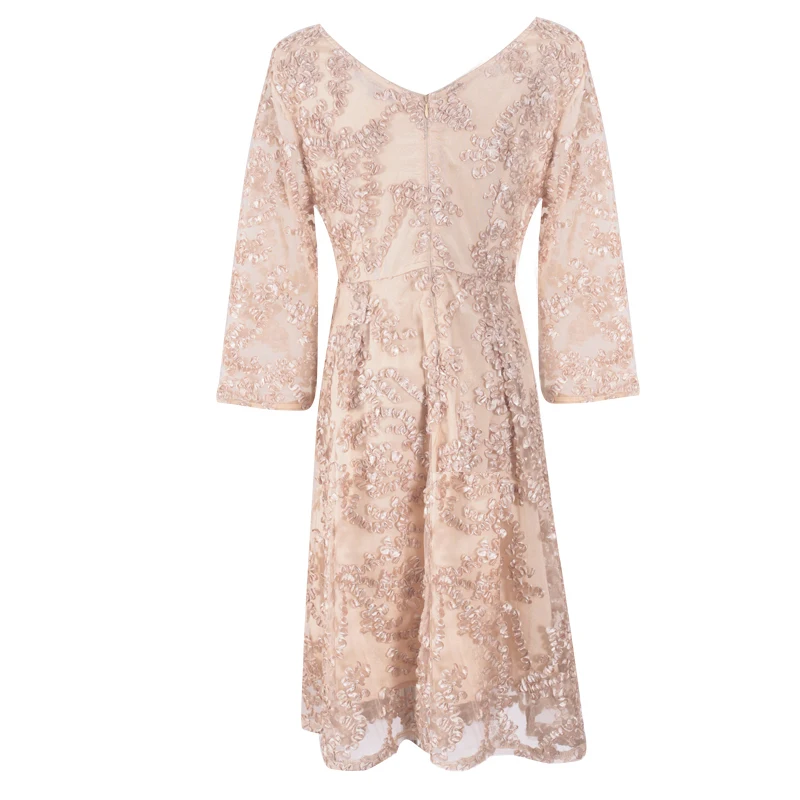 TAOYIZHUAI 2019 New Arrival Spring Summer Dress Plus Size Champagne Ladies Casual Lace A-Line Polyester Dresses For Women 14146