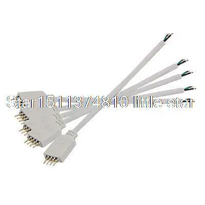 5 Pcs LED Light Strips 4 Pin Link Connector Cable White