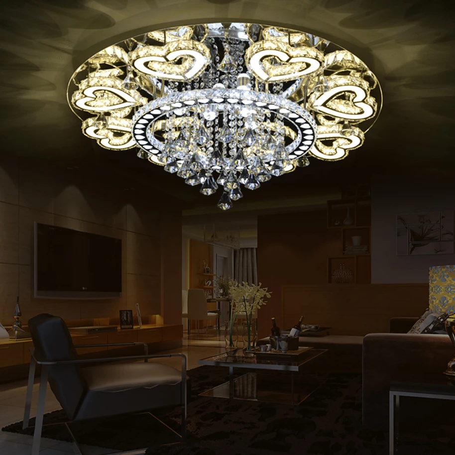 LED Stainless Steel Crystal Hearts LED Lamp.LED Light.Ceiling Lights.LED Ceiling Light.Ceiling Lamp For Foyer Bedroom Hall