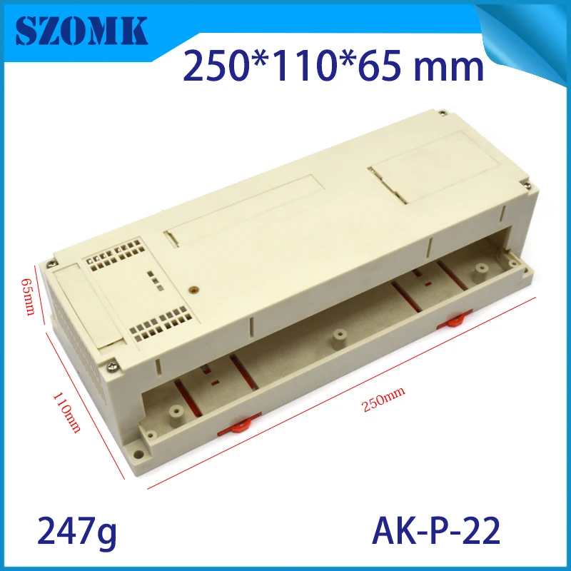 

10Pcs 250*110*65mm abs plastic din rail distribution box customizable PLC plastic control enclosure box for pcb design