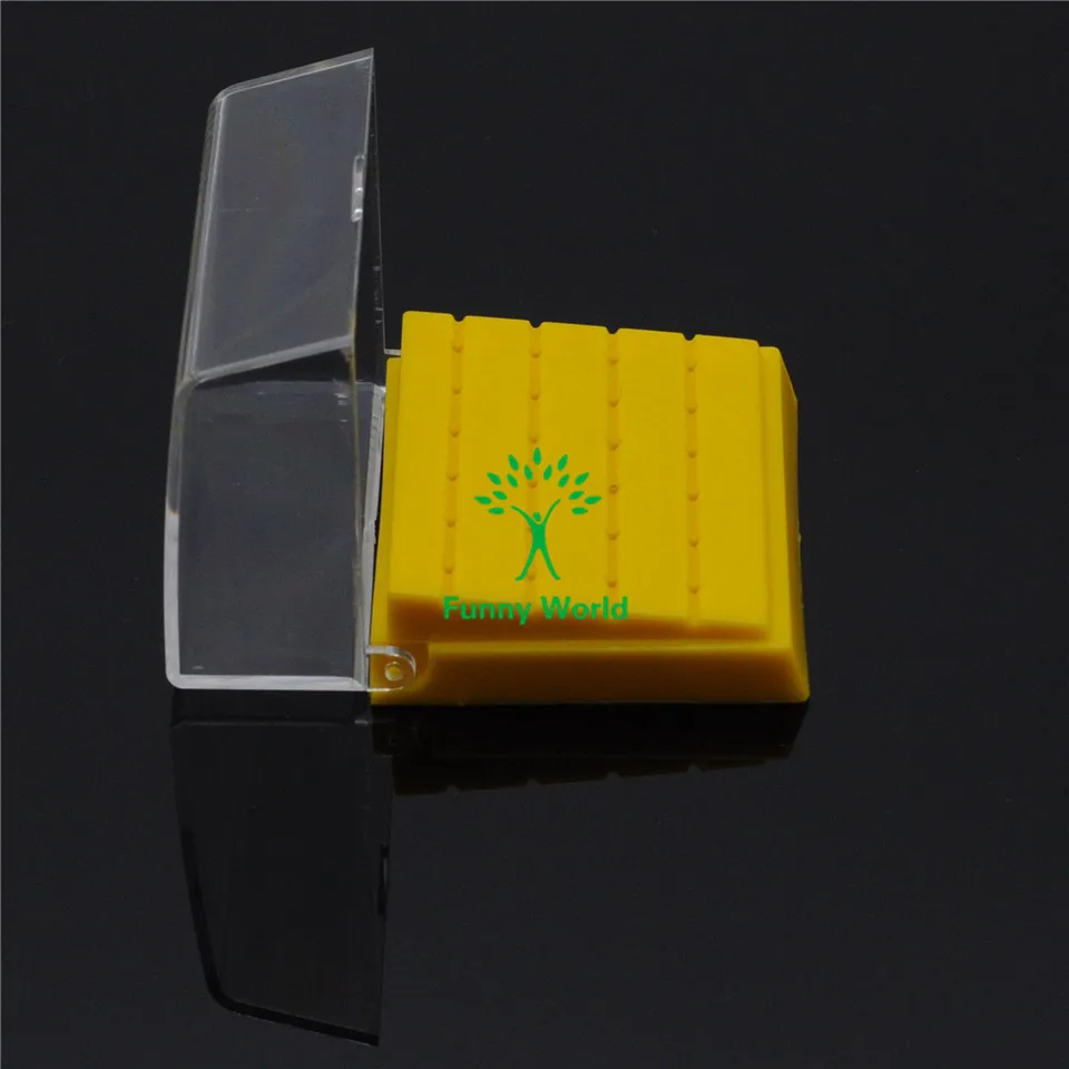 Dental LAB Plastic Bur Holder Block Case 24 Holes Yellow 4Pcs