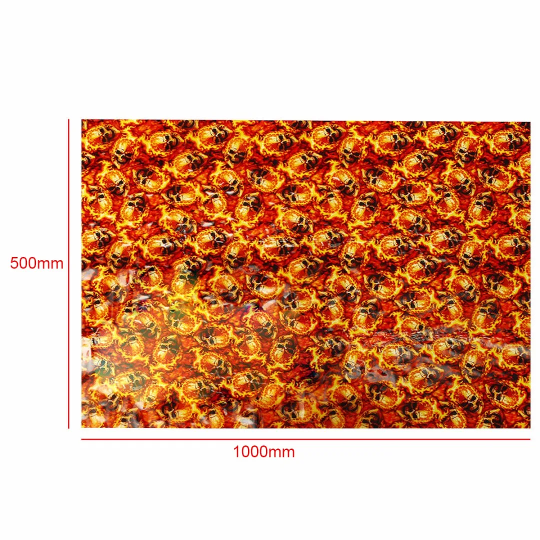 JX-LCLYL 0.5*1m Red Fire Skulls PVA Hydrographic Water Transfer Film Printing Hydro