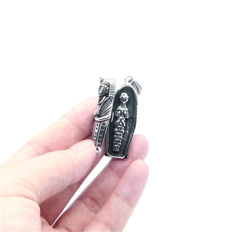 Rany&Roy Newest Pharaoh Coffin Pendant 316L Stainless Steel Band Party Skull Coffin Pendant