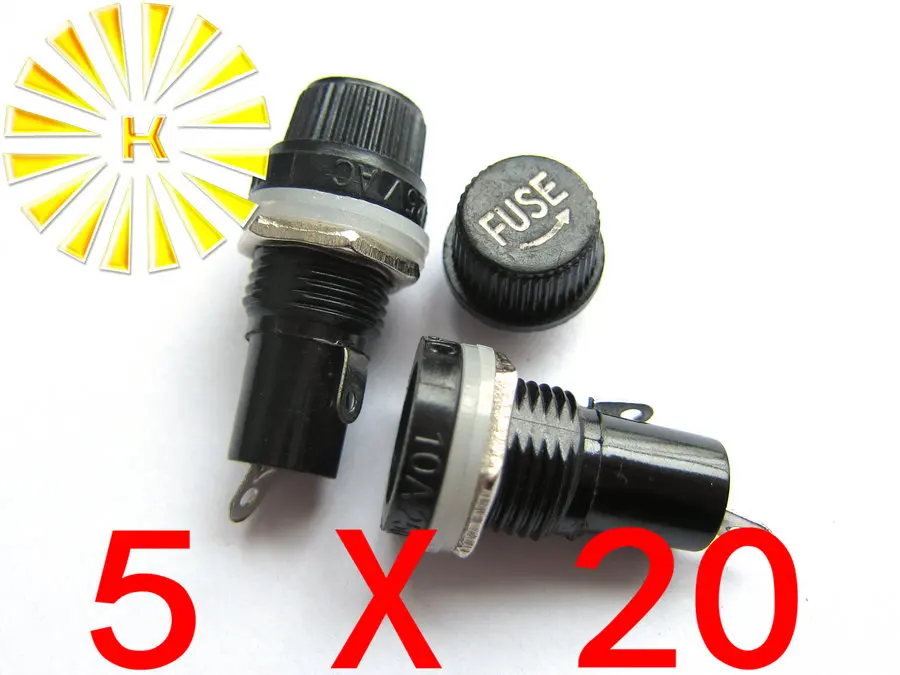 

5*20mm 15A 125VAC 10A 250VAC Black Fuse Holder FH-101 x 200pcs