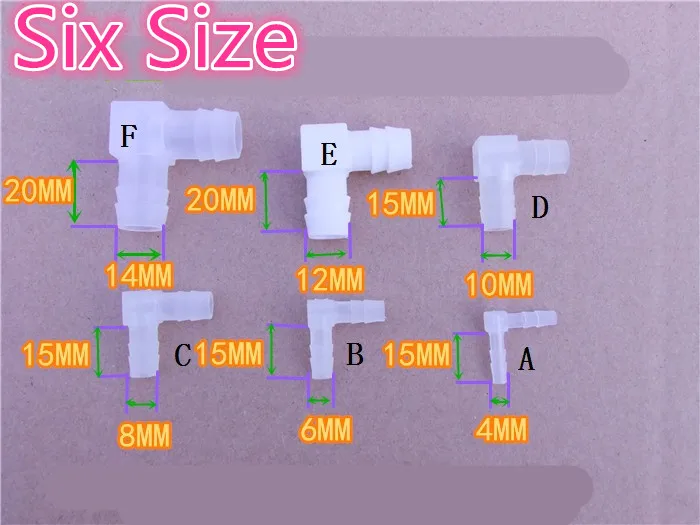 1pcs K611B 4-14mm PE L Type Equal Diameter Water Pipe Joint Hose To Hose Silicone Tube Linker Aquarium Parts Sell At A Loss USA