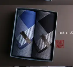 Men Handkerchief 100% Cotton 43X43cm Wipe Sweat 2PIECE Grid