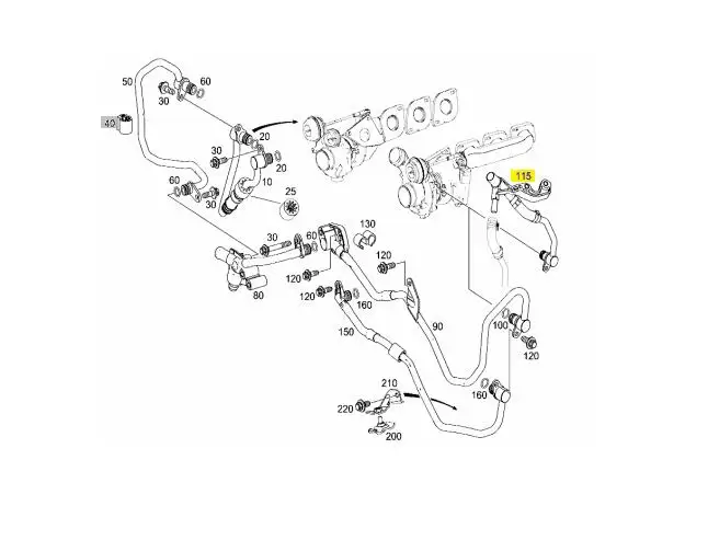 Driver Left Turbocharger Coolant Line for Mercedes X166 W166 GL450 ML550 2782000000 2012-2018