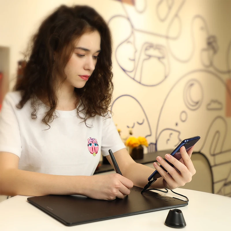 HUION HS610 Graphics Drawing Tablets Digital Battery-Free Pen Tablet Android Phone Tablet with Tilt OTG for Windows Mac OS