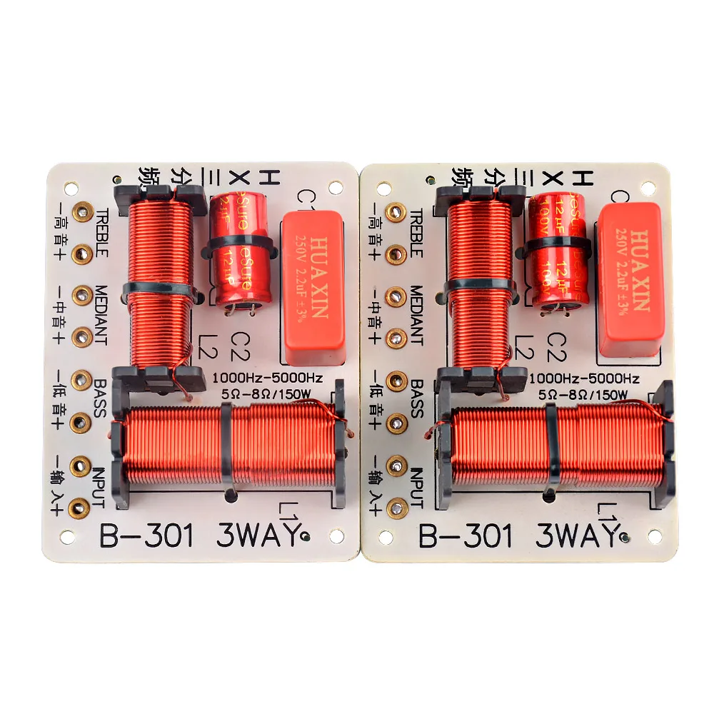 AIYIMA-Crossover de Altifalantes Audio, Agudos, Médios, Bass, Filter, Frequency Divisor, 3 Ways, 150W, 1000Hz, 5000Hz, 2Pcs