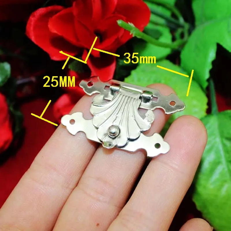 

Flower Iron Jewelry Box Padlock Hasp Locked Wooden Wine Gift Box Handbag Buckle Hardware Accessories,25*35mm,10Pcs