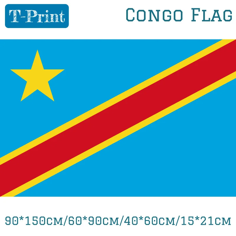 Congo-Kinshasa Flags and Banners 90*150cm/60*90cm/40*60cm/15*21cm Democratic Republic of the Congo Banner