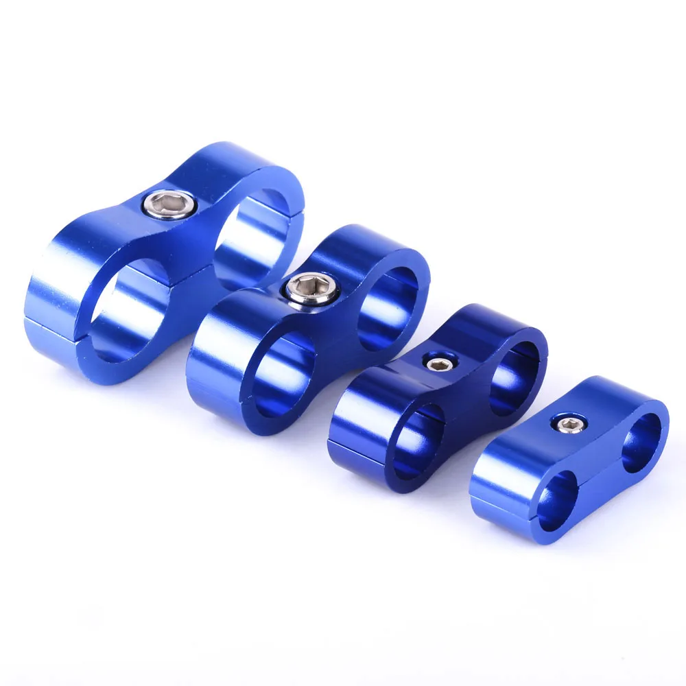 RASTP-1Pc Aluminum Stepped Billet Dual AN8 8AN 16mm Braided Hose Separator Clamp Cable Fastener 6 Colors RS-HR013-AN8