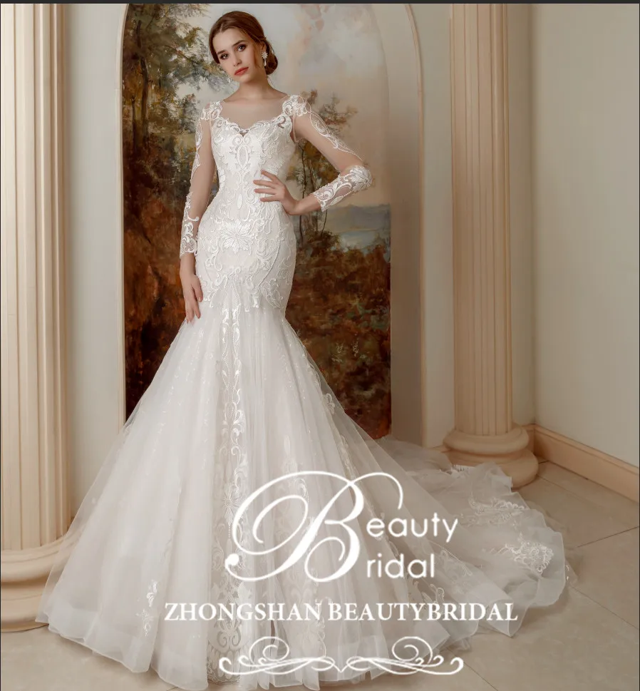 

Pictures New Arrival Mermaid/Trumpet Wedding Dresses Vestido De Noiva Lace Court Train Plus Size Wedding Gowns XF16102