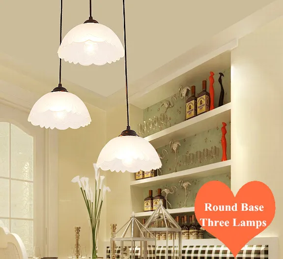 

European brief carved frosted glass Pendant Lights Classical E27 LED round base three lamps fixture for parlor&pavilion ZLDD081