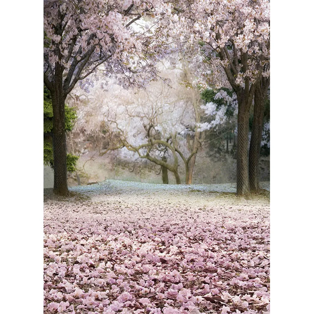 Fancy Pink Cherry Blossom Photography Backdrop Flower Petals Outdoor Spring Scenic Kids Children Studio Photo Shoot Background