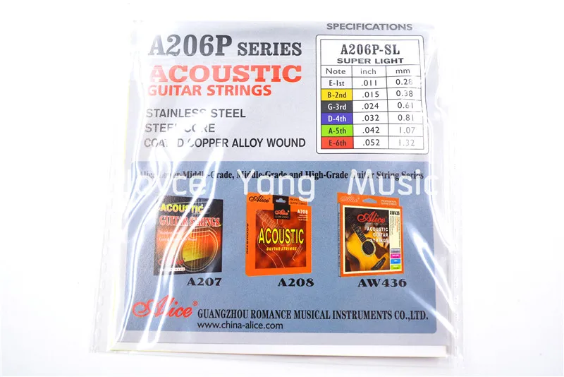 10 Pack Alice A206P/024 Acoustic Guitar Strings G-3rd Black Ball-End Single Phosphor Bronze Color Alloy Wound String