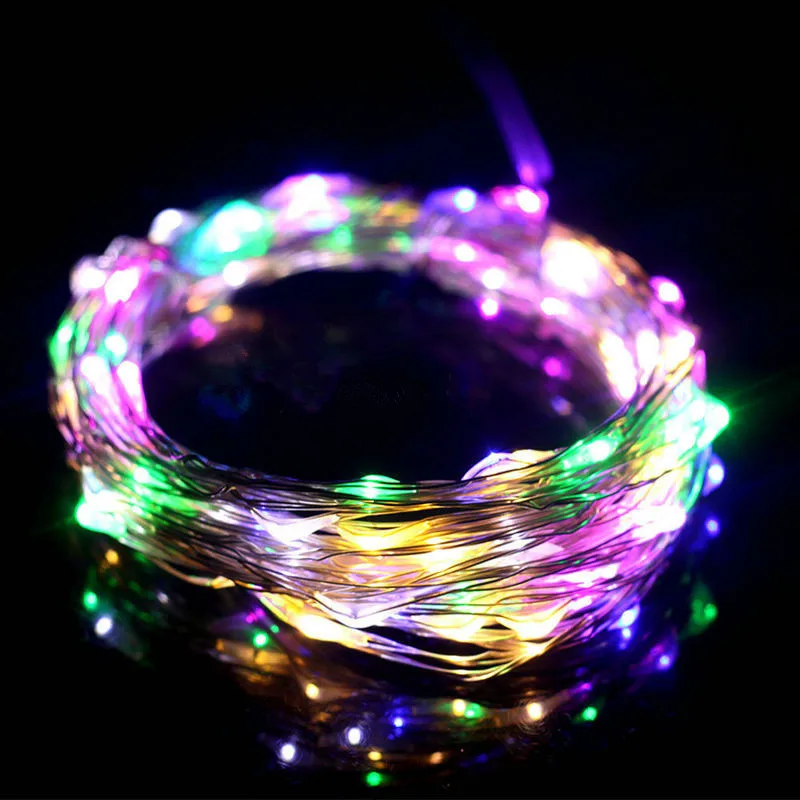 

5M 50LED Remote Control battery powered Fairy led String light silver wire vine lamp Christmas Wedding Garland party floral Deco