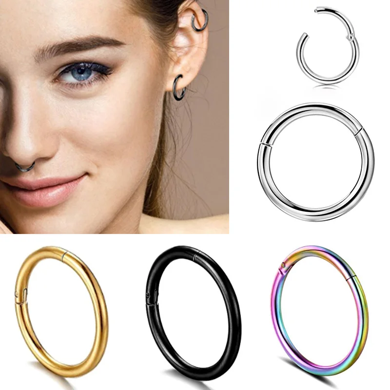 Multiple Colour Surgical Steel Cute mini Small ear Circle Earrings Nose Circle Ear Helix Bone Tragus Closed Piercing Nose Nail