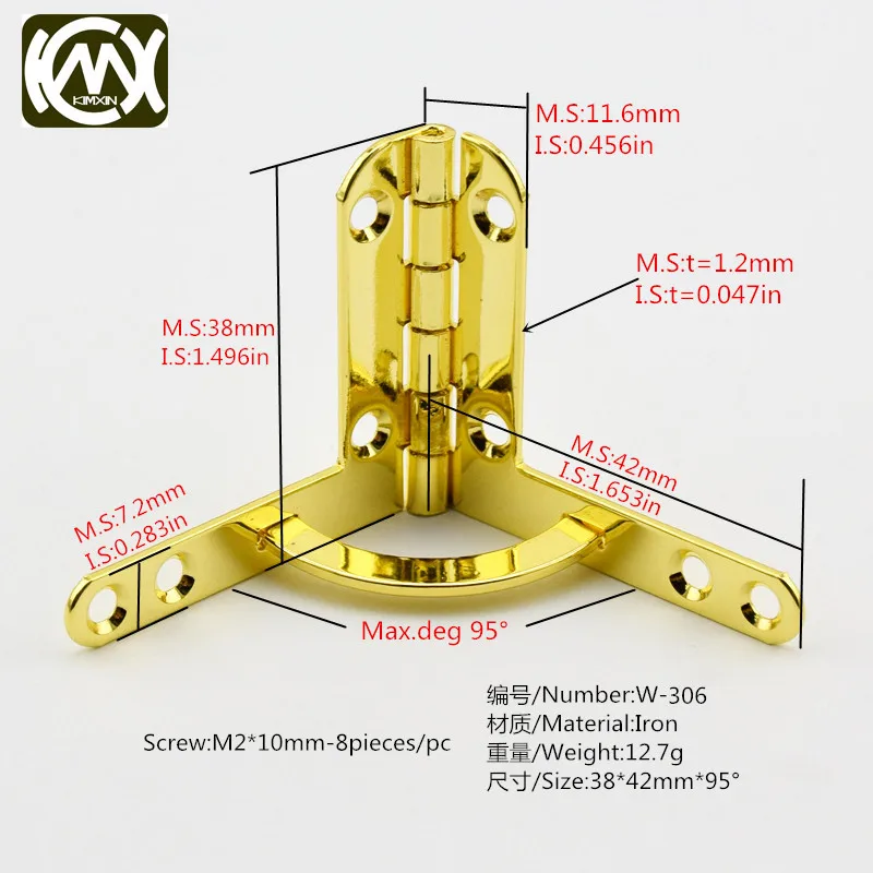 2pc 38*42mm*95deg kimxin sales High-grade woodbox hardware accessories hinges #Jewelrycase #Collectionbox #woodcase hinge W-306