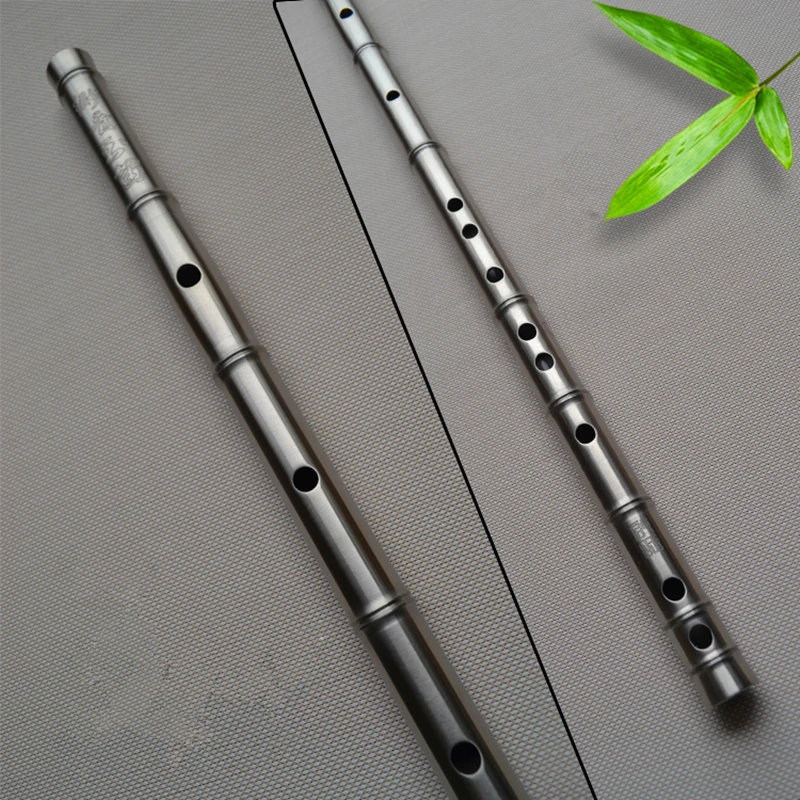 Titanium Metal Flute CDEFG Key Imitation Bamboo Joint Flauta Profissional Music Instrument Self-defense Weapon Metal flute