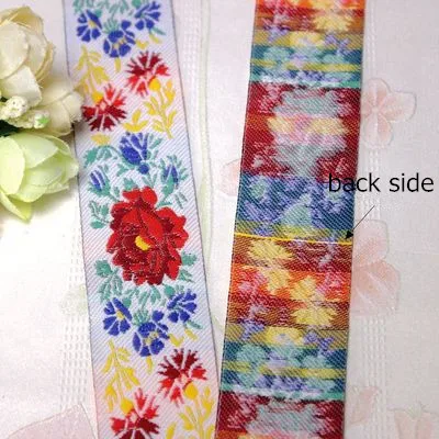 10yards 2/3/5cm Embroidery Jacquard Ribbon Webbing DIY Sewing Supplies Elegant Fresh Flowers Creative Gift Box Ribbon Decoration