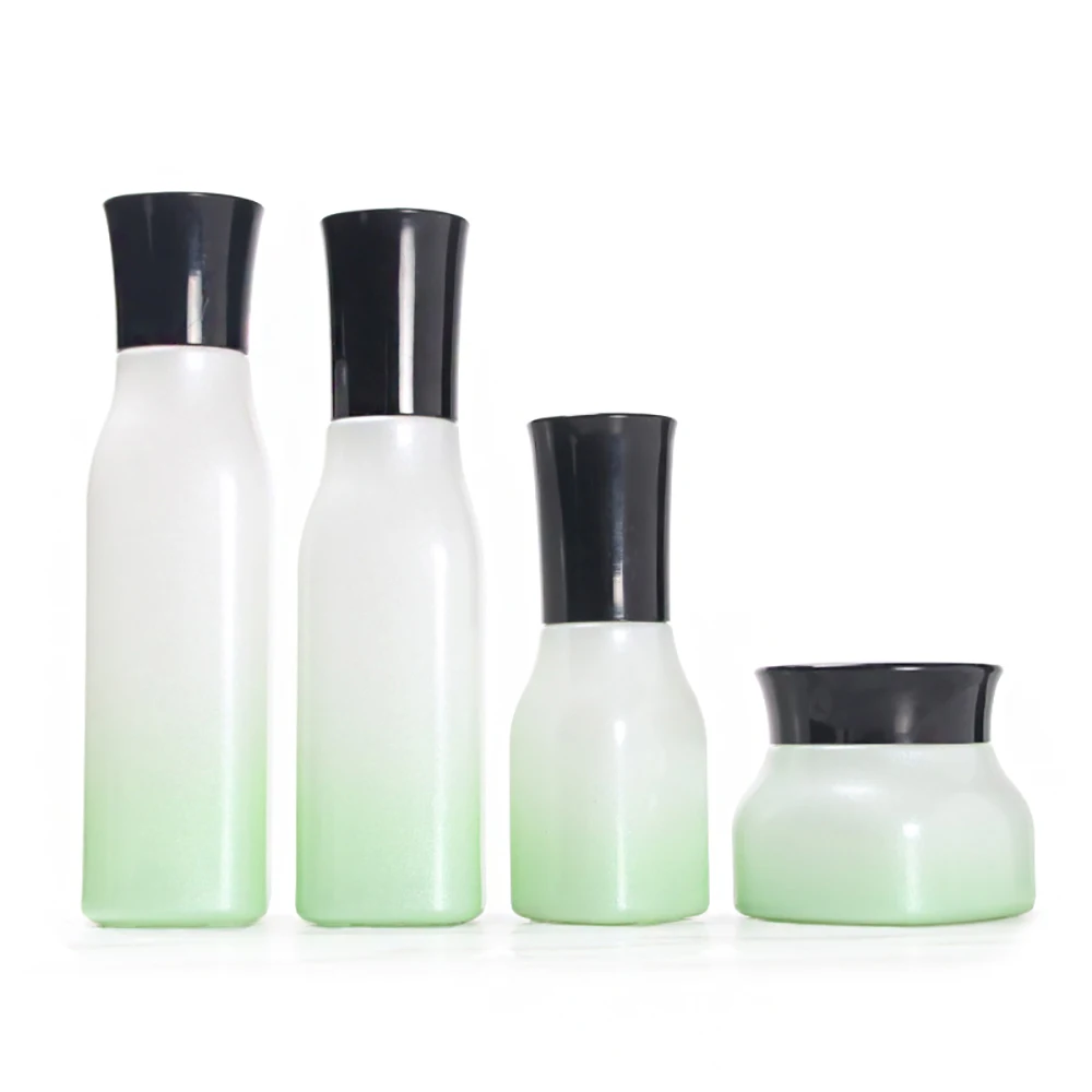 50pcs Skin Care Packaging Bottle,Gradient Green Inner Stopper Bottle 100ml