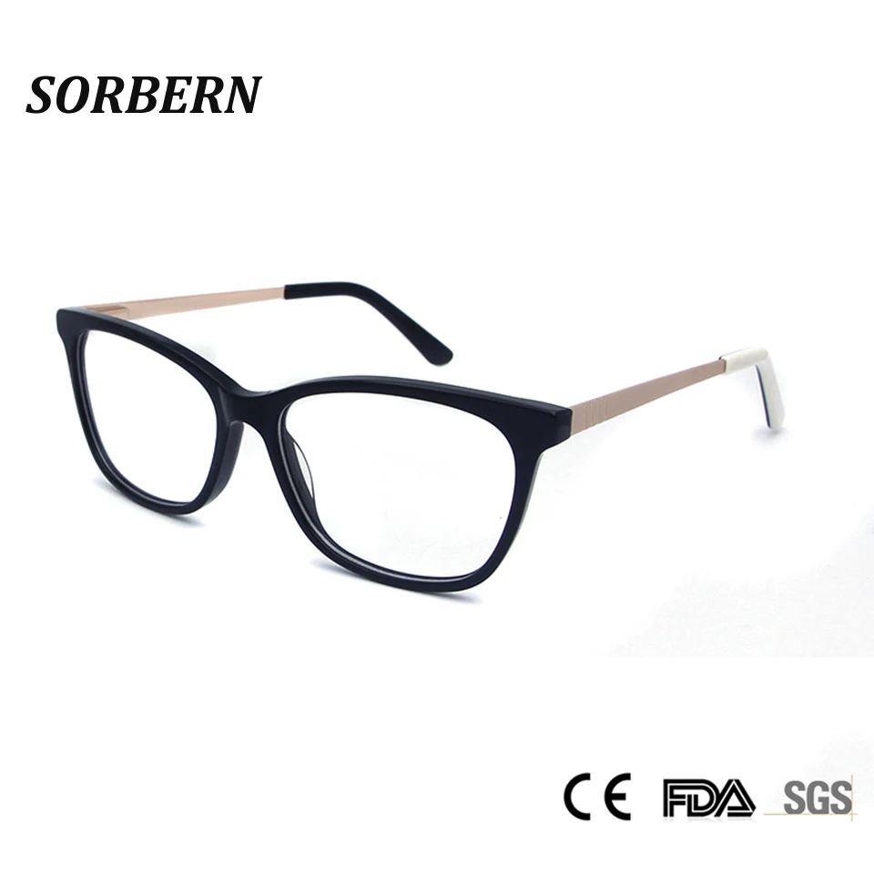 

SORBERN Acetate Optical Glasses Frames Alloy Metal Nerd Men Women Square Black Eyeglasses Vintage Spectacles Unisex Eyewear