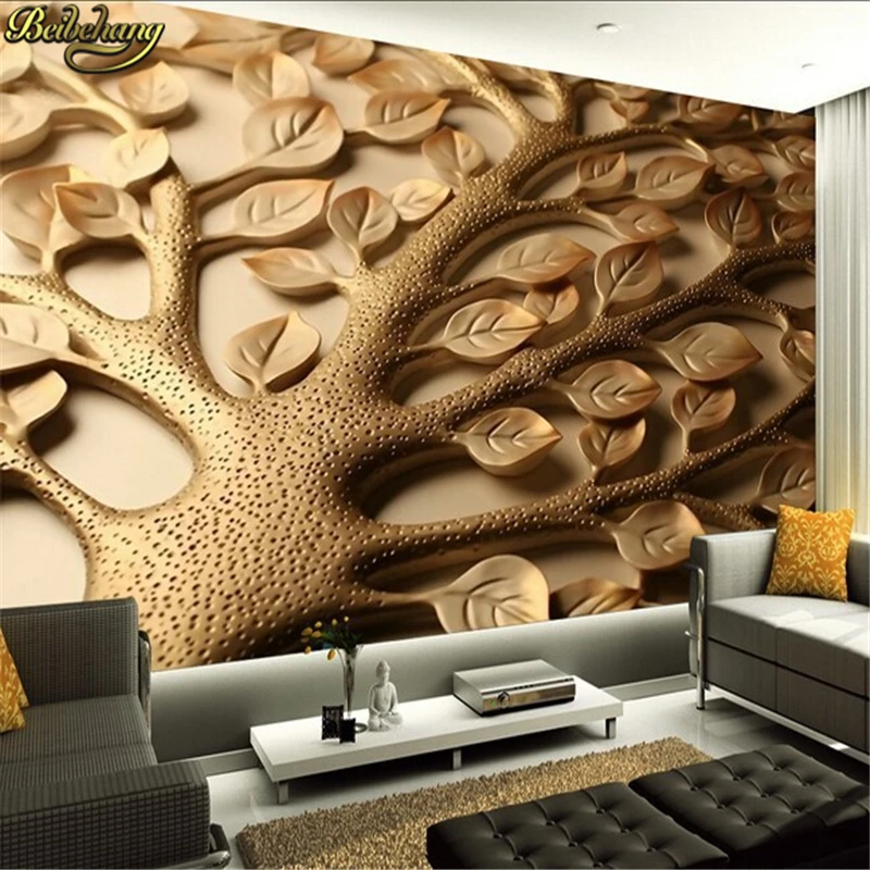 beibehang Custom mural wallpaper for living room bedroom TV backdrop romantic minimalist beig leaves 3d photo wallpaper roll