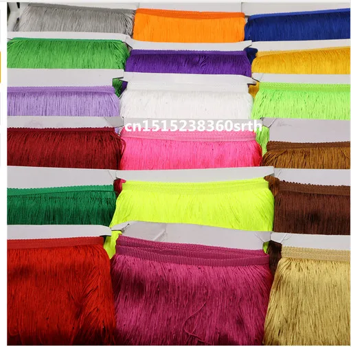 New 100m Polyester Tassel Fringe Decorating African Lace Ribbons DIY Accessories Sewing Latin Dress Apparel Acce 15CM wide