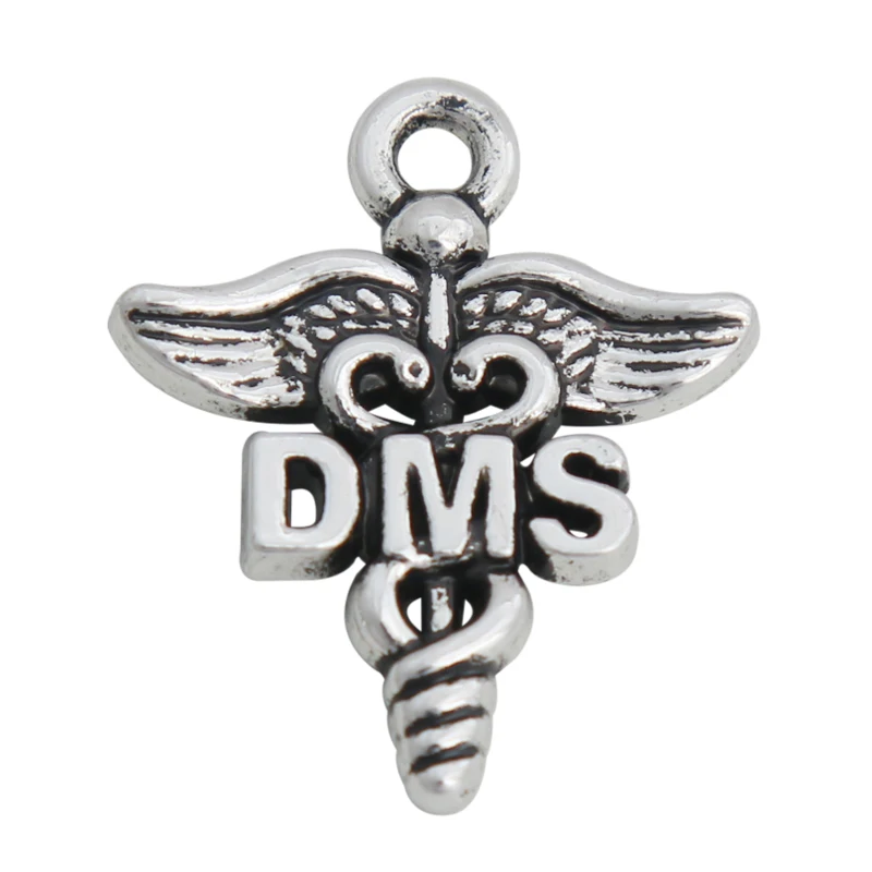 

RAINXTAR Fashion Alloy DMS Medical Charms For Doctor Gifts Jewelry Making19*23mm 50pcs AAC1588