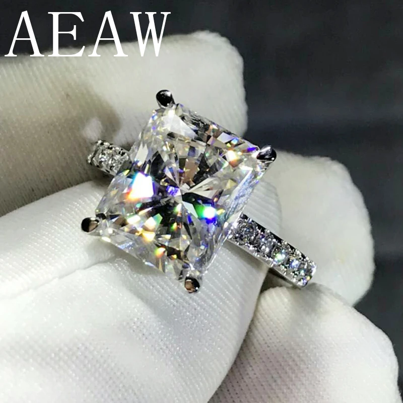 AEAW 4CT Radiant Cut GH Moissanite Engagement Ring in 9K White Gold  Diamond Fine Jewelry For Women VS F Gems