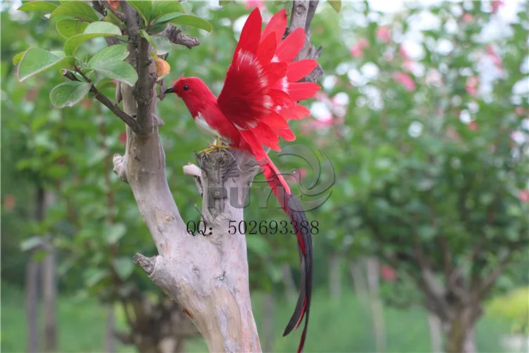 

about 28cm vivid bird red feathers flying wings bird model toy,polyethylene resin handicraft,home decoration a1749