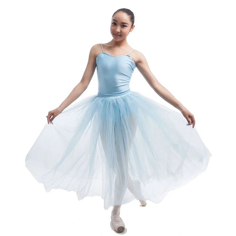 Novo tutu de balé romântico azul pálido para adultos/crianças, tutu profissional de serenade, fantasia de performance de palco de bailarina para meninas