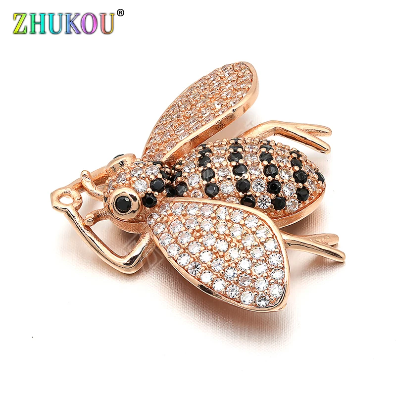 29*25mm Brass Micro Pave Cubic Zirconia  Beetles Charms Pendants DIY Jewelry Findings Accessories, Hole: 0.5mm, Model: VD289