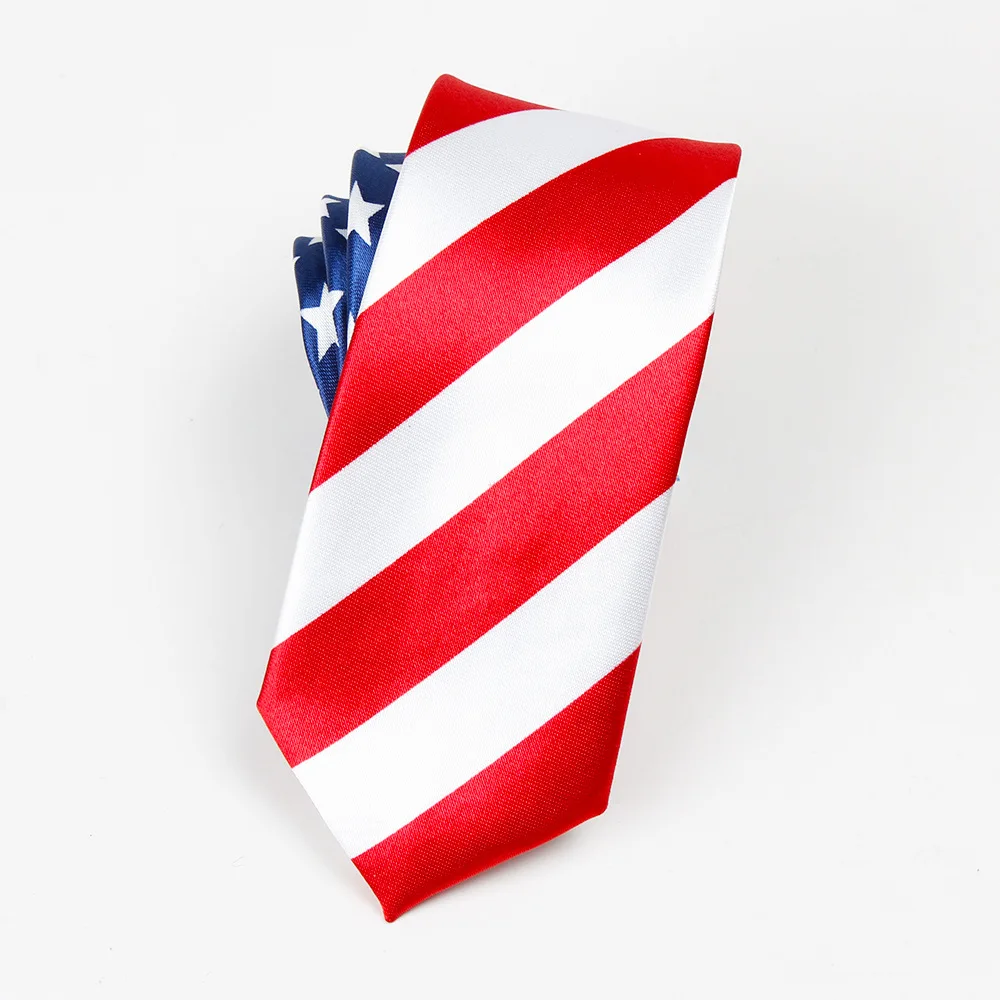 Brand new Artificial Silk Star Striped American Flag Mens Necktie For Man Wedding Performance Tie For Business Party Ties 8cm