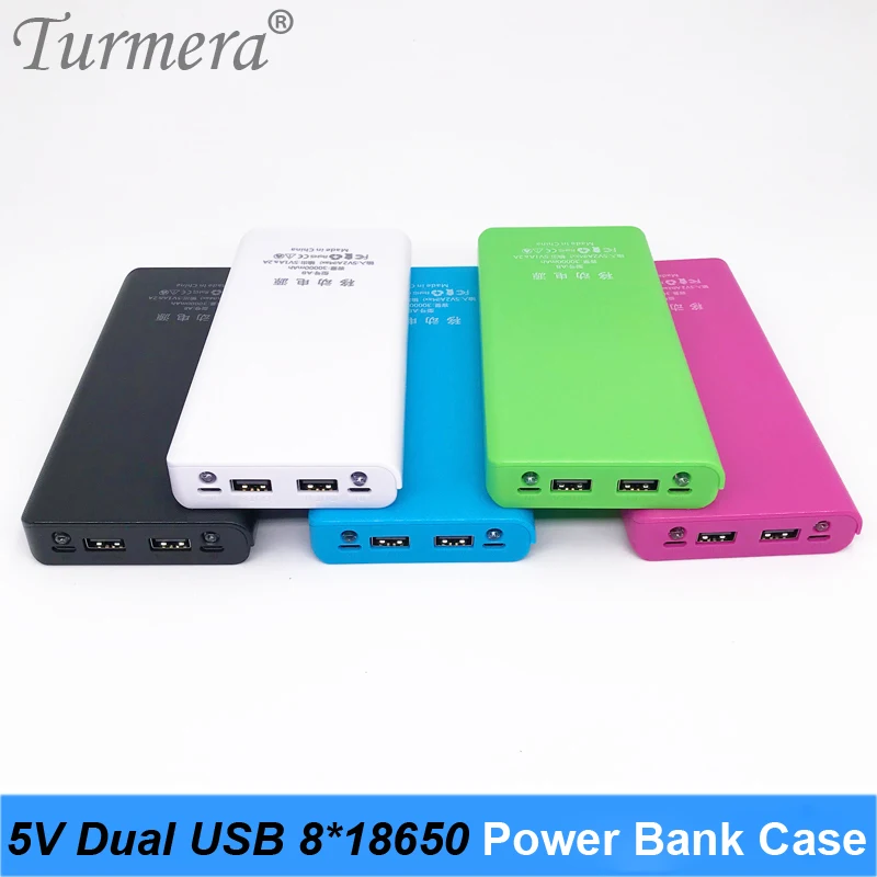 5V Dual USB 8*18650 Power Bank แบตเตอรี่กล่องชาร์จโทรศัพท์มือถือ DIY กรณีเชลล์แนะนํา NCR18650B HG2 18650 แบตเตอรี่ DIY