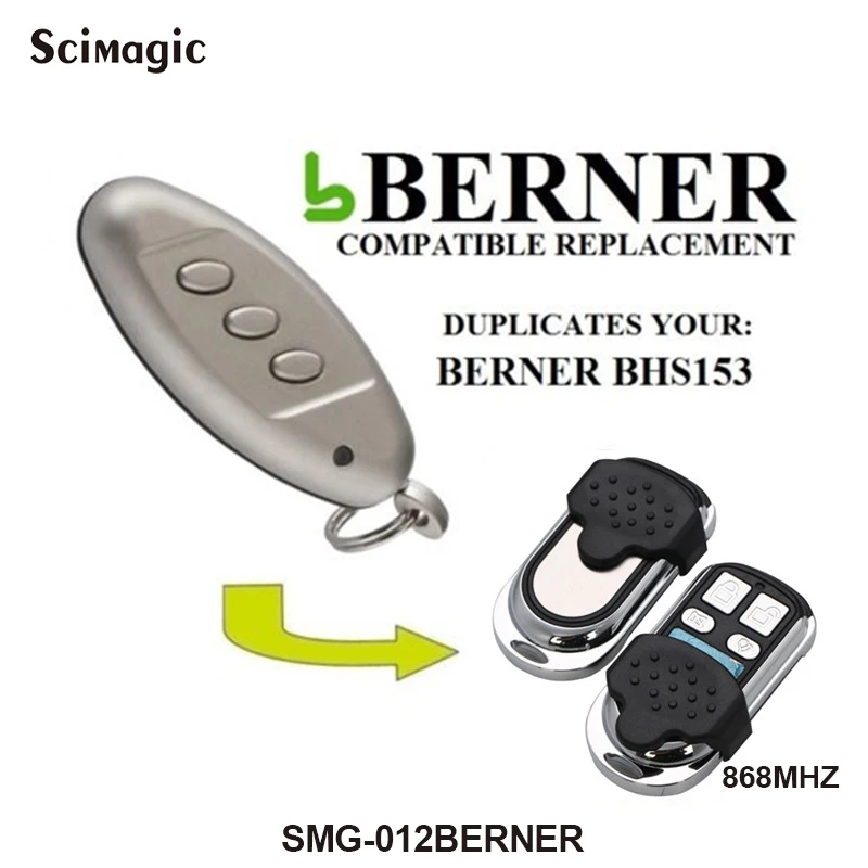 For Berner BHS 211 221 153 110 140 121 130 BDS120 140 150 868 Remote Control Garage Gate Door Clone  Duplicator 868.3MHz