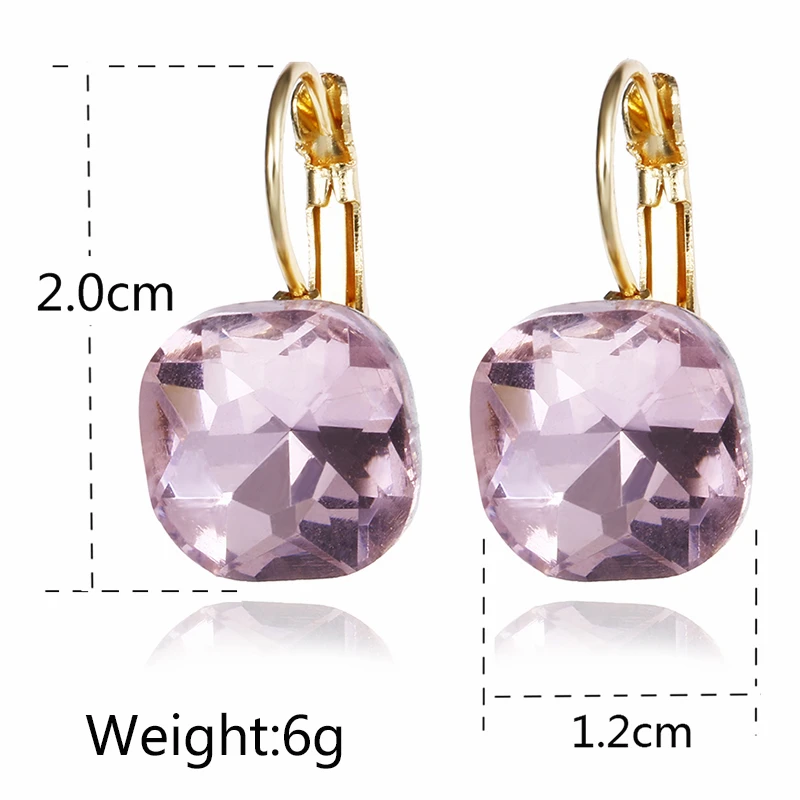 ES3658 Fashion Simple Austrian Crystal Dangle Earrings For Women Gold Color Square Shaped Shinning Drop Earrings Female Jewelry