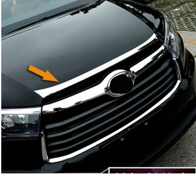 ACCESSORIES FIT FOR TOYOTA HIGHLANDER KLUGER 2014- 2016 CHROME FRONT HOOD BONNET GRILL GRILLE MESH LIP MOLDING COVER TRIM 2015