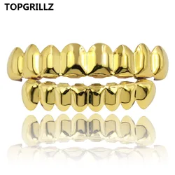 TOPGRILLZ 8/8 Hip Hop Teeth Grillz  Golden Silver Color grills For Halloween