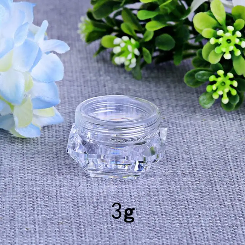 Wholesale 3g 5g 10g Clear Diamond Shaped Empty Bottles Acrylic Cream Jar Containers For cosmetic Packing