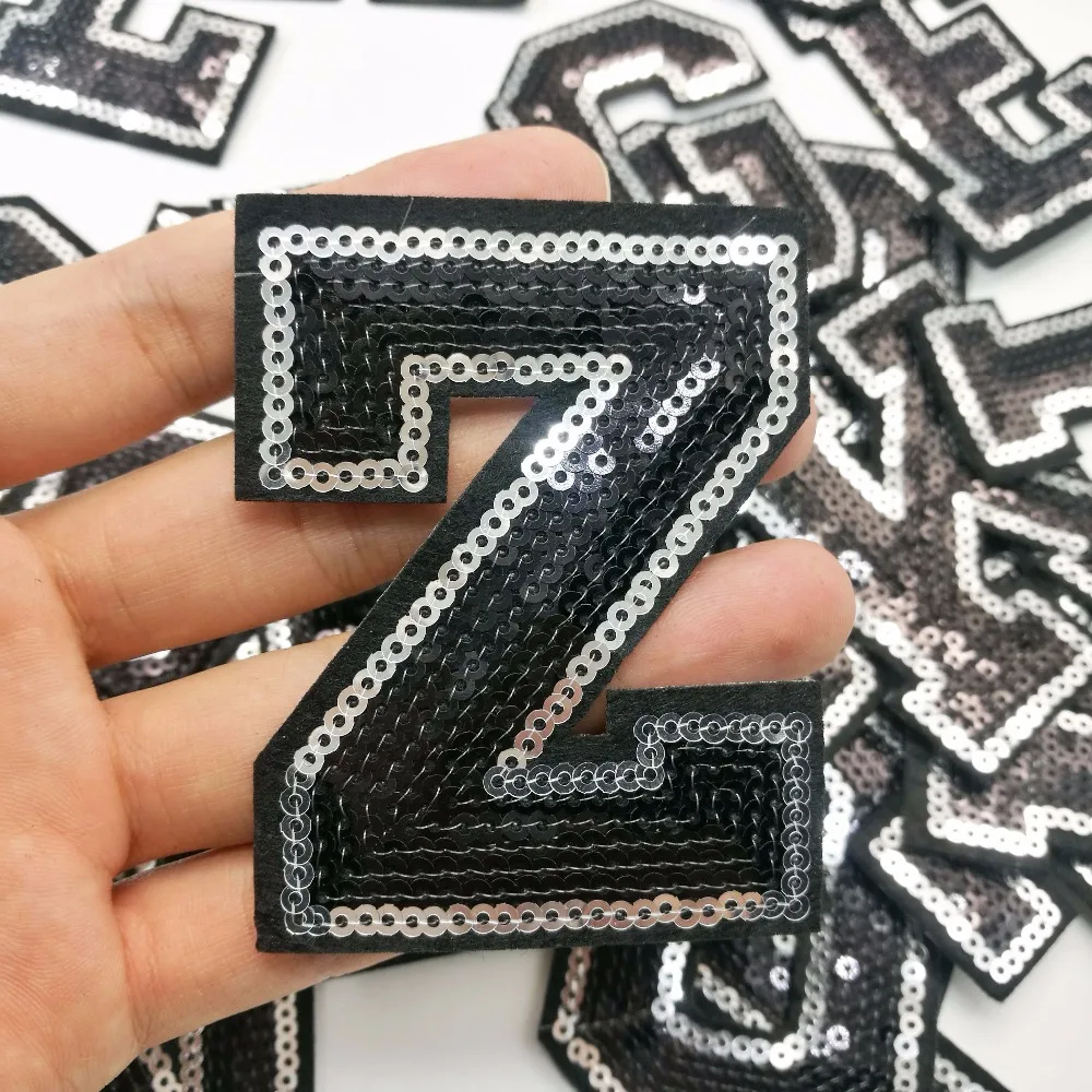 Sequins Alphabet Letter Patch For T-shirt Sweater Iron On Garment Accessories Embroidered Applique Decoration Repair Patches