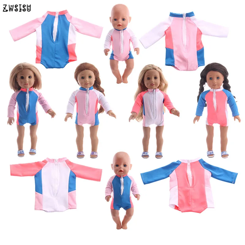 Doll Clothes 4 Colors Sportswear Swimsuits For 18 Inch American Doll & 43 Cm Baby Doll For Generation Girl`s Accessories